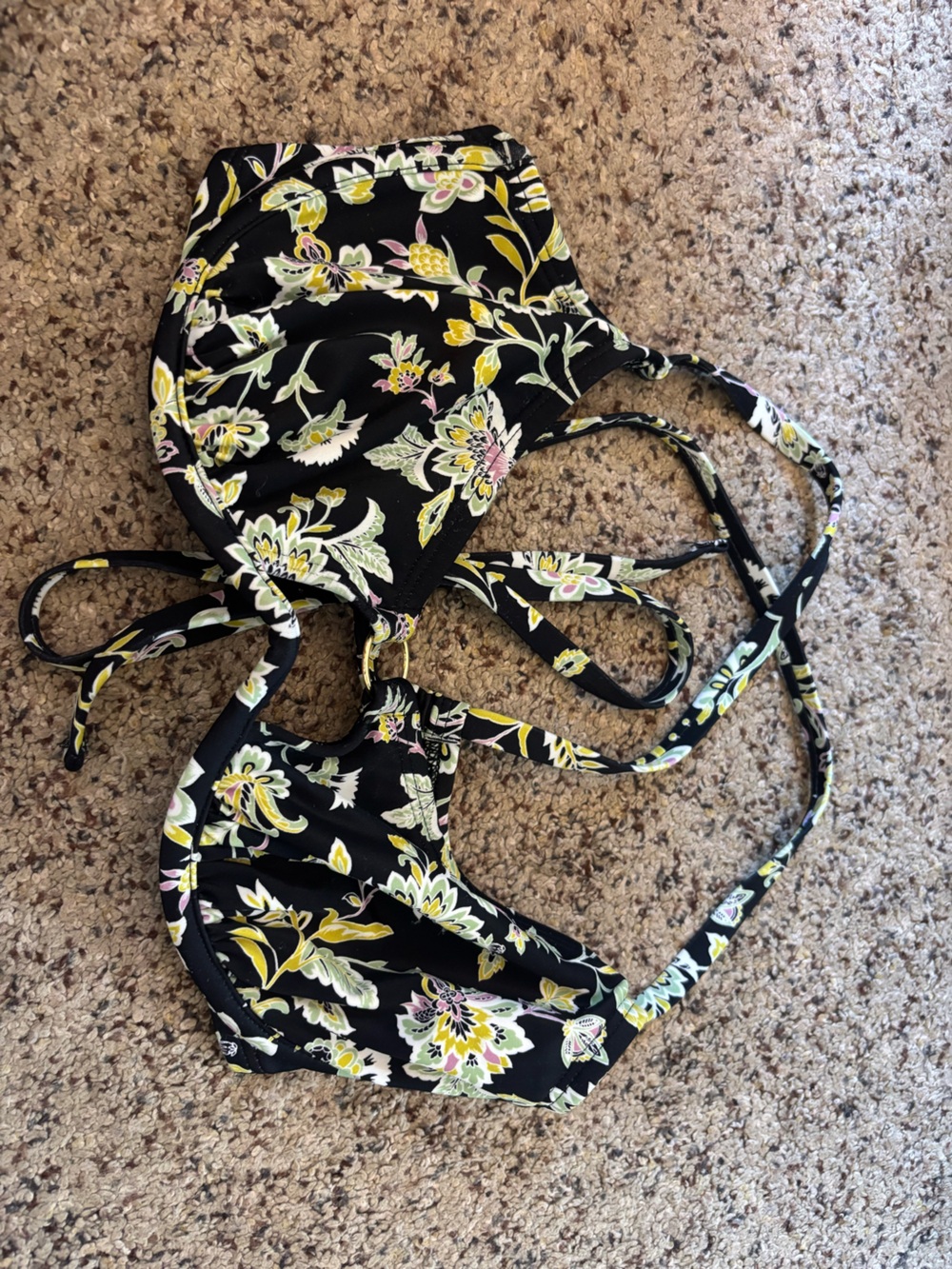 Shade & Shore Black Floral Swim Top